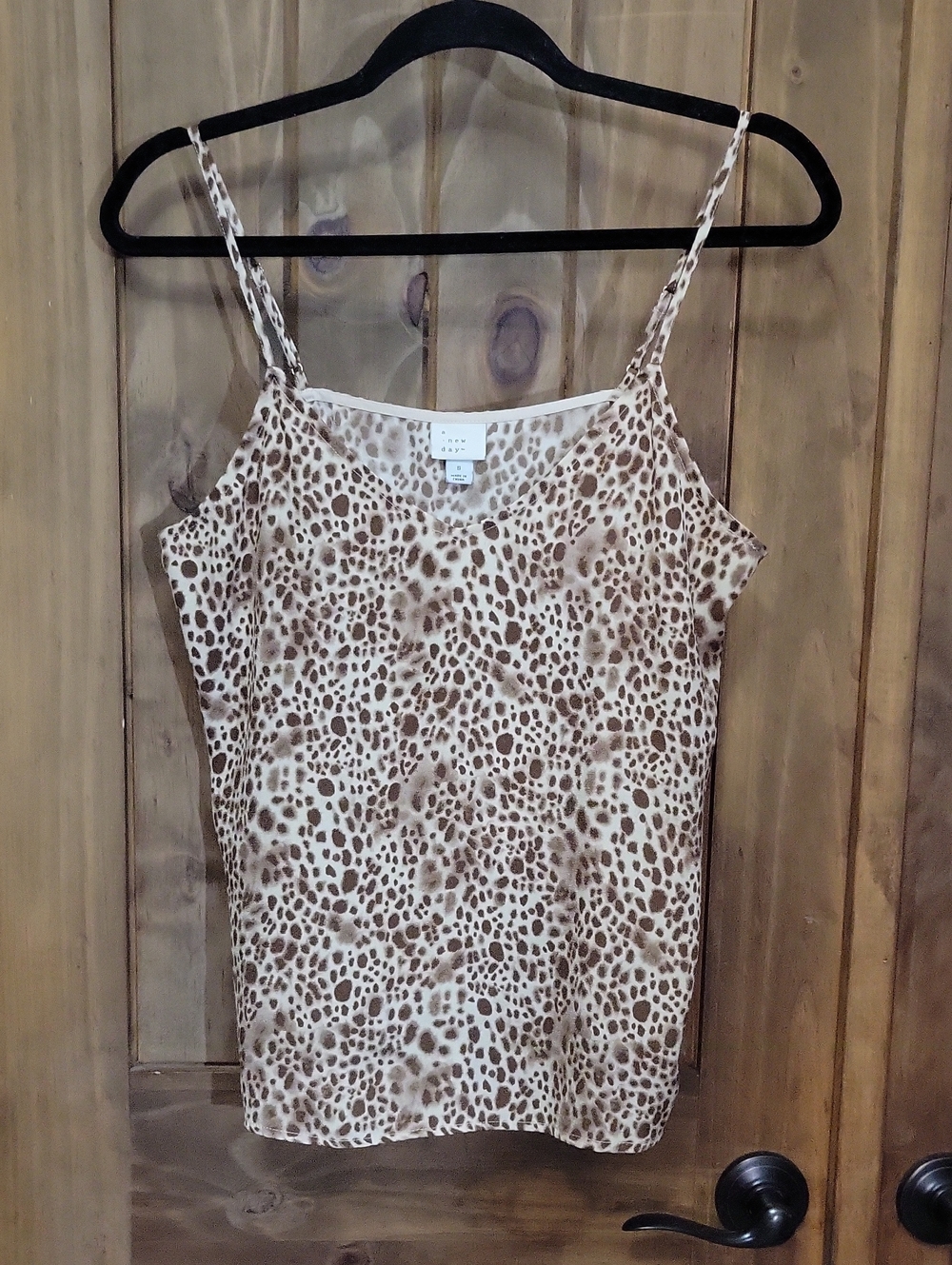 a new day Leopard Print Satin Cami - Brown & Cream